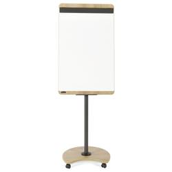 Rocada flipchart NAT0616 (š x v) 670 mm x 2000 mm dřevo, dub, Signální bílá (RAL 9003) omyvatelný, popisovatelný, magnetický, vč. odkládací poličky, vč. držáku