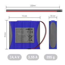 Ansmann 4S1P Akupack 4 x 18650 s kabelem Li-Ion 14.4 V 3350 mAh