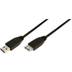 LogiLink USB kabel USB 3.2 Gen1 USB-A zástrčka, USB-A zásuvka 1.00 m černá pozlacené kontakty CU0041