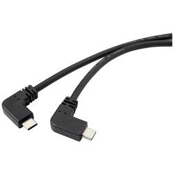 Renkforce USB kabel USB 3.2 Gen2 USB-C ® zástrčka, USB-C ® zástrčka 1.20 m černá 90° zatočeno doleva RF-4633064