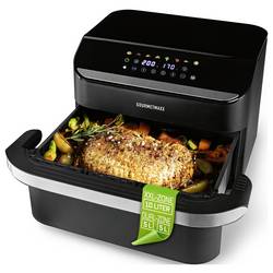 GourmetMaxx 19171 horkovzdušná fritéza 10 l 2400 W nepřilnavý povlak, bez BPA, Cool touch pouzdro, Digitální časovač, funkce grilování, horkovzdušný,