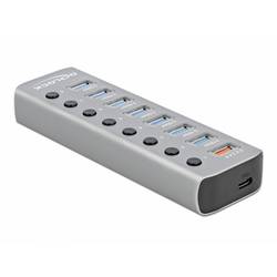 Delock 63264 USB Hub 7 portů USB-A USB 3.1 Gen1 5 GBit/s šedá 63264