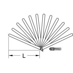 KS Tools 300.0617 Pístové spirálky, 8 listů, 0,05 - 0,5 mm, 200 mm dlouhé