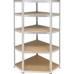TOOLCRAFT KPW77 rohový modul skladového regálu, (š x v x h) 70 x 1.8 x 70 cm, kov, MDF, dřevěná podlaha, pozinkovaná, stříbrná