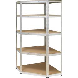 TOOLCRAFT KPW77 rohový modul skladového regálu, (š x v x h) 70 x 1.8 x 70 cm, kov, MDF, dřevěná podlaha, pozinkovaná, stříbrná