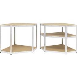 TOOLCRAFT KPW77 rohový modul skladového regálu, (š x v x h) 70 x 1.8 x 70 cm, kov, MDF, dřevěná podlaha, pozinkovaná, stříbrná