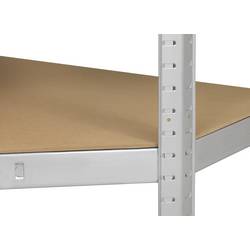 TOOLCRAFT KPW77 rohový modul skladového regálu, (š x v x h) 70 x 1.8 x 70 cm, kov, MDF, dřevěná podlaha, pozinkovaná, stříbrná