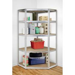 TOOLCRAFT KPW77 rohový modul skladového regálu, (š x v x h) 70 x 1.8 x 70 cm, kov, MDF, dřevěná podlaha, pozinkovaná, stříbrná