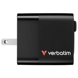 Verbatim GaN Charger 65 W cestovní nabíječka, Rychlonabíječka, GaN, s adaptérem pro Evropu, s britským adaptérem, s americkým adaptérem, 1x USB A , 1x USB-C®,