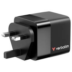 Verbatim GaN Charger 65 W cestovní nabíječka, Rychlonabíječka, GaN, s adaptérem pro Evropu, s britským adaptérem, s americkým adaptérem, 1x USB A , 1x USB-C®,