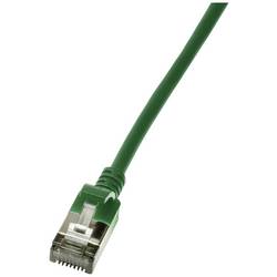 LogiLink CQ9015S RJ45 síťové kabely, propojovací kabely CAT 6A U/FTP 0.30 m zelená extrémně tenký , samozhášecí, flexibilní provedení, fóliové stínění, bez