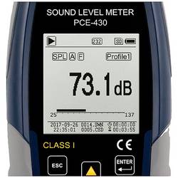 PCE Instruments hlukoměr datový záznamník 22 - 136 dB 3 Hz - 20 kHz USB