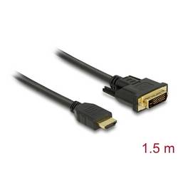 Delock HDMI / DVI kabel Zástrčka HDMI-A, DVI-D 24+1pol. Zástrčka 1.5 m černá 85653 třížilový stíněný, pozlacené kontakty HDMI kabel