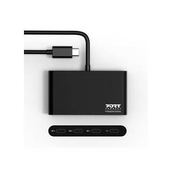 PORT Designs 900147 USB Hub 5 portů USB-C® USB 3.2 Gen1 5 GBit/s s konektorem USB C černá 900147