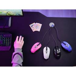 Trust GXT109P FELOX optická herní myš, přenos kabelový, 6 tlačítko, 6400 dpi, růžová
