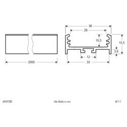 EVN APSF 200 EVN Lichttechnik hliník (d x š) 2000 mm x 36.00 mm Piece 1 ks