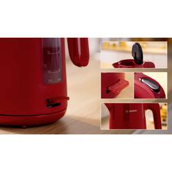 Bosch 1,7L MyMoment, rot rychlovarná konvice, ochrana proti přehřátí, červená, TWK2M164