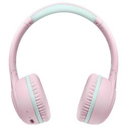 LogiLink BT0073P Headset otevřená (On Ear) Bluetooth®, kabelová růžová, světle modrá složitelná, omezení hlasitosti