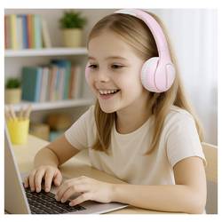 LogiLink BT0073P Headset otevřená (On Ear) Bluetooth®, kabelová růžová, světle modrá složitelná, omezení hlasitosti