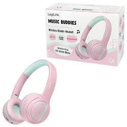LogiLink BT0073P Headset otevřená (On Ear) Bluetooth®, kabelová růžová, světle modrá složitelná, omezení hlasitosti
