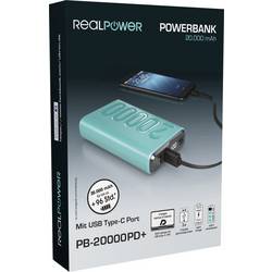 RealPower PB-20000PD+ powerbanka lithiová, 20000 mAh, zelená