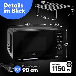 Profi Cook PC-MWG 1278 mikrovlnná trouba černá 700 W funkce časovače, funkce grilování