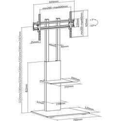SpeaKa Professional SP-TVS-500 TV stojan 94,0 cm (37) - 203,2 cm (80) podlahový stojan, naklápěcí, nastavitelná výška