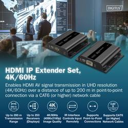 Digitus DS-55351 HDMI™, HDMI® vstup, USB, USB-A, USB 1.1, RJ45 , microUSB sada prodlužovače HDMI signálu přes síťový kabel RJ45 200 m