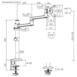 SpeaKa Professional držák na stůl pro monitor SP-MM-1060 1 Displej: (s) 43,2 cm (17) - 81,3 cm (32) hliník naklápěcí, nakláněcí, nastavitelná výška