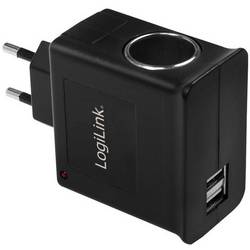 LogiLink Power Adapter USB nabíječka, USB, zásuvka cigaretového zapalovače, 12 W, černá