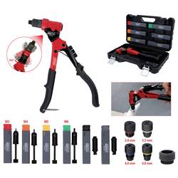 KS Tools 150.9820 Sada kleští na ruční nýty 3 v 1, otočná, 12 ks