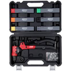 KS Tools 150.9820 Sada kleští na ruční nýty 3 v 1, otočná, 12 ks