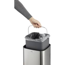 Durable 342123 342123 odpadkový koš, 12, nerezová ocel, (d x š x v) 240 x 240 x 430 mm, stříbrná, otevírání víka one-touch, 1 ks
