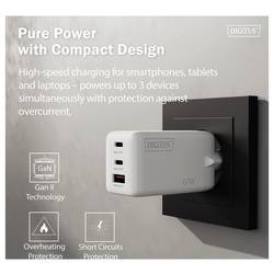 Digitus DA-10303 USB nabíječka, 1x USB A , 2x USB-C®, 67 W, bílá