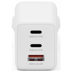 Digitus DA-10303 USB nabíječka, 1x USB A , 2x USB-C®, 67 W, bílá