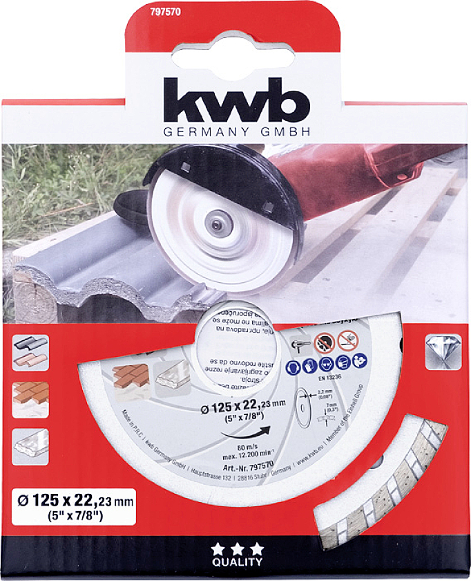 kwb 797570 diamantový řezný kotouč Průměr 125 mm Ø otvoru 22.23 mm kámen 1 ks