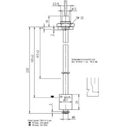 Elobau 221B1710 221B1710 hladinový spínač, 1 přepínací kontakt, 1 A, IP67