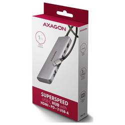 AXAGON HMC-5H USB Hub 5 portů HDMI™, USB-C® (s napájením), USB 3.2 (Gen 1x1) Thunderbolt™ 3, USB 3.2 Gen1 5 GBit/s UHD