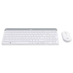 Logitech Slim Combo M bezdrátový sada klávesnice a myše s číselnou klávesnicí, integrovaný scrollpad, Tiché klávesy US anglická, QWERTY bílá