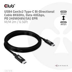 club3D Kabel USB-C USB 4.0 USB-C ® zástrčka 2.00 m černá CAC-1578