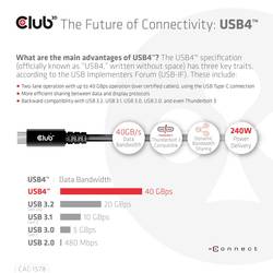 club3D Kabel USB-C USB 4.0 USB-C ® zástrčka 2.00 m černá CAC-1578