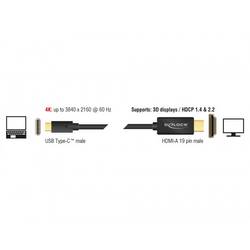 Delock USB-C® / HDMI kabelový adaptér USB-C ® zástrčka, Zástrčka HDMI-A 2.00 m černá 85291 pozlacené kontakty Kabel pro displeje USB-C®