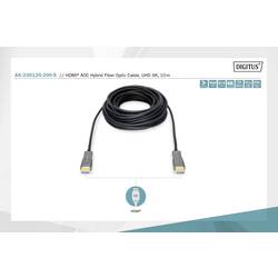 Digitus HDMI / optické vlákno kabel Zástrčka HDMI-A, Zástrčka HDMI-A 20.00 m černá AK-330125-200-S 4K UHD HDMI kabel