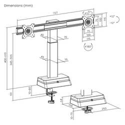 My Wall HL66-2L rameno na monitory nastavitelná výška vč. idukčního nabíjecího adaptéru