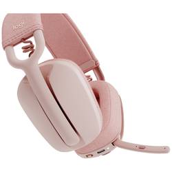 Logitech ZONE VIBE 100 Headset uzavřená (Over Ear) Bluetooth® stereo růžová Redukce šumu mikrofonu, Potlačení hluku regulace hlasitosti, Vypnutí zvuku mikrofonu