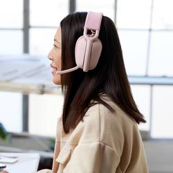 Logitech ZONE VIBE 100 Headset uzavřená (Over Ear) Bluetooth® stereo růžová Redukce šumu mikrofonu, Potlačení hluku regulace hlasitosti, Vypnutí zvuku mikrofonu