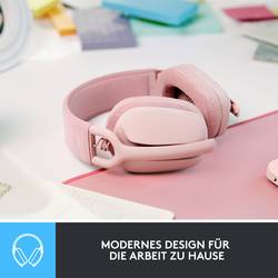 Logitech ZONE VIBE 100 Headset uzavřená (Over Ear) Bluetooth® stereo růžová Redukce šumu mikrofonu, Potlačení hluku regulace hlasitosti, Vypnutí zvuku mikrofonu