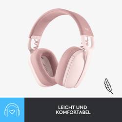 Logitech ZONE VIBE 100 Headset uzavřená (Over Ear) Bluetooth® stereo růžová Redukce šumu mikrofonu, Potlačení hluku regulace hlasitosti, Vypnutí zvuku mikrofonu
