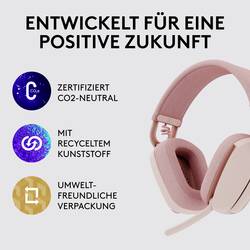 Logitech ZONE VIBE 100 Headset uzavřená (Over Ear) Bluetooth® stereo růžová Redukce šumu mikrofonu, Potlačení hluku regulace hlasitosti, Vypnutí zvuku mikrofonu