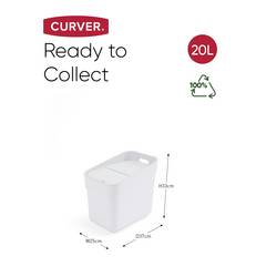 Curver 252105 252105 odpadkový koš, recyklovaný plast, bílá, s držákem na stěnu, 1 ks
